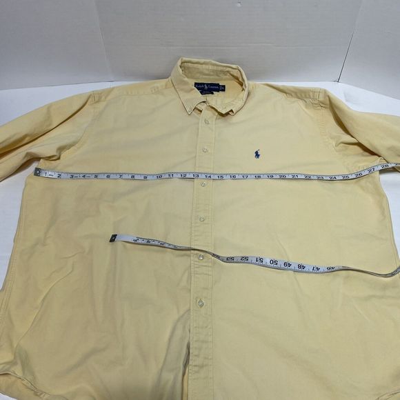 Ralph Lauren Blake Button Down Shirt, XL, Yellow, Long Sleeve, Blue Pony - Picture 9 of 12